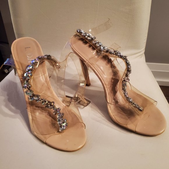 Embellished Clear Gladiator Heels - Picture 2 of 2
